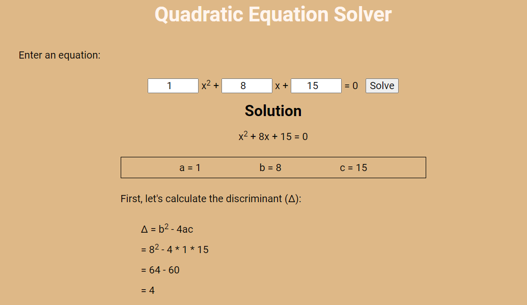 equation solver screenshot